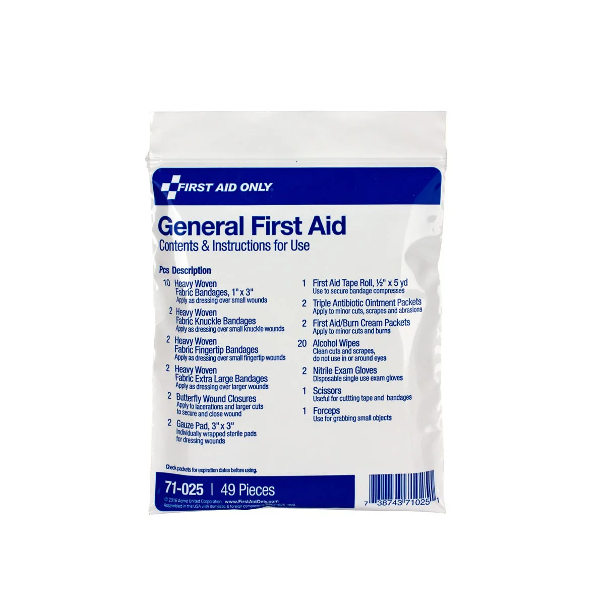 First Aid Only Triage Pack førstehjelpspakke uten medisiner