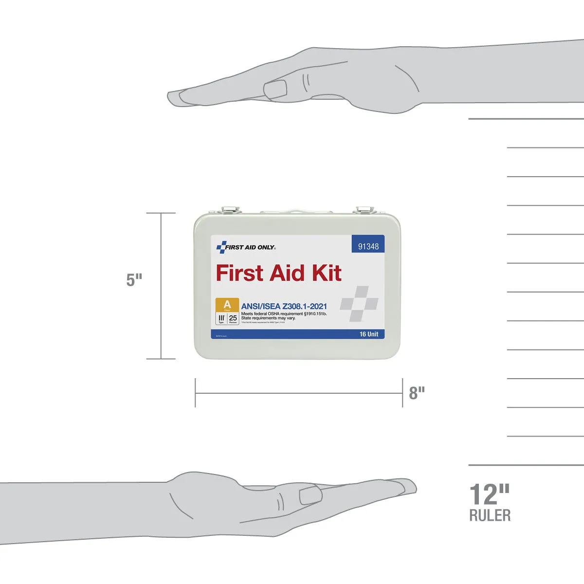 First Aid Only 25 Person ANSI A førstehjelpsskrin metall 83 deler