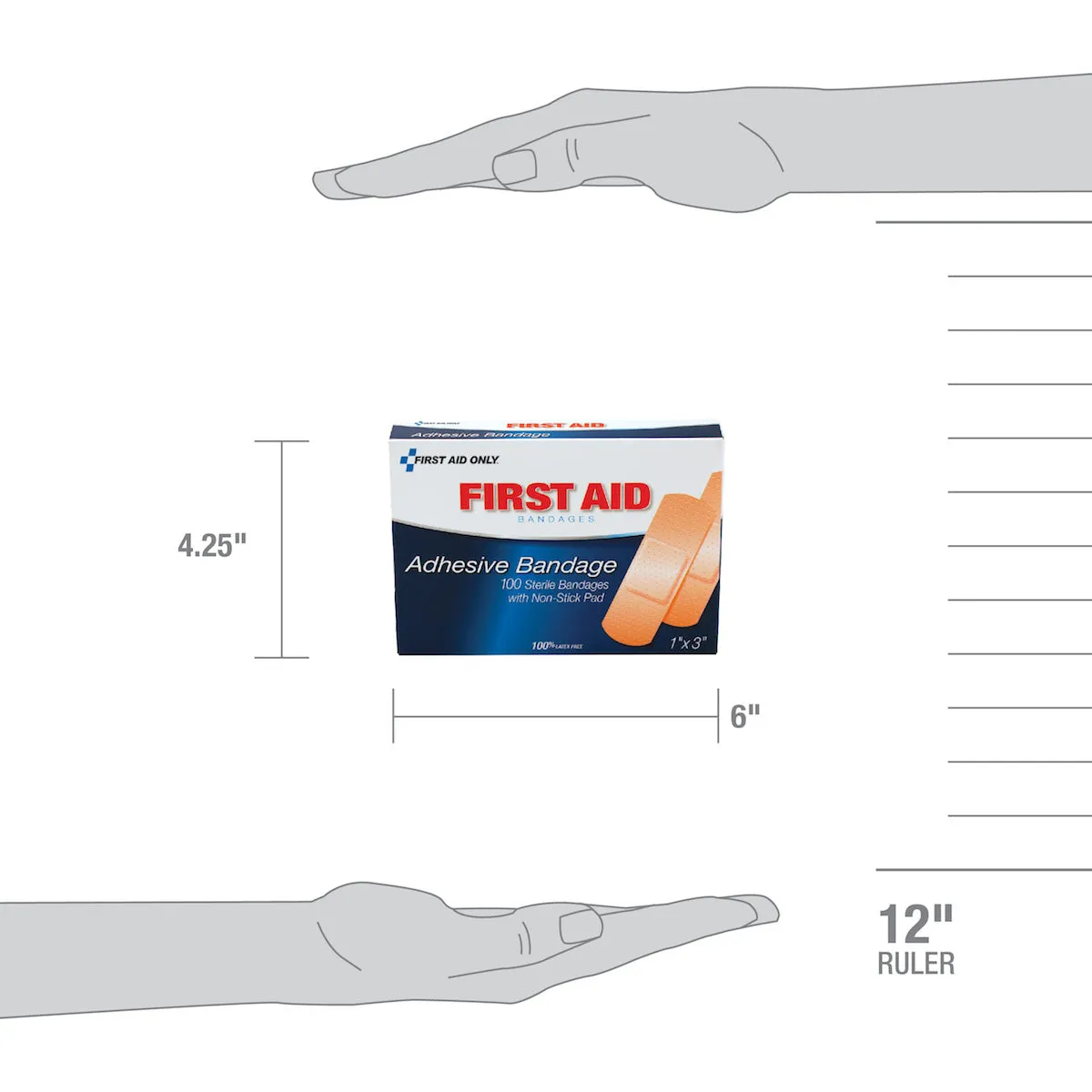 First Aid Only plastplaster 2,5x7,6 cm 100 stk vanntett