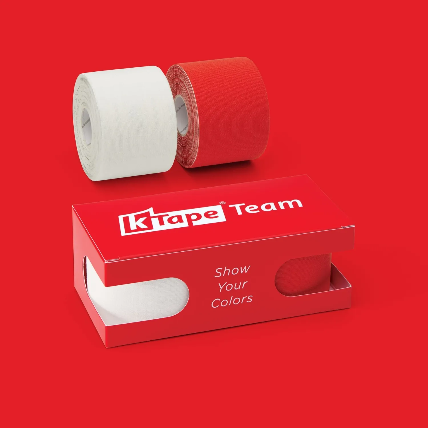 K-tape Team kinesiologitape 2-pakning hvit og sportsrød