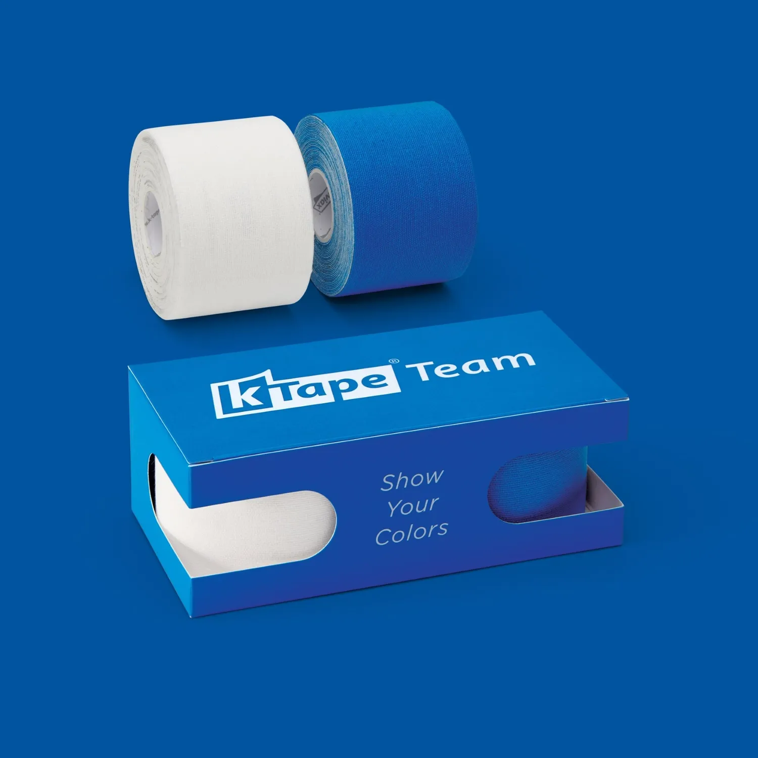 K-tape Team White & Sport Blue kinesiologitape 2x5 m blå lateksfri