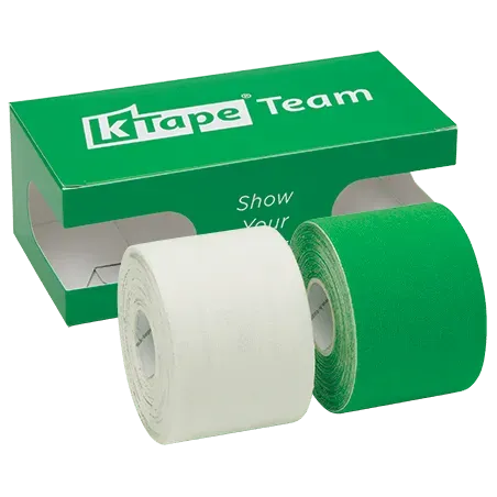 K-Tape Team White/Green kinesiologitape 2 x 5 m pustende