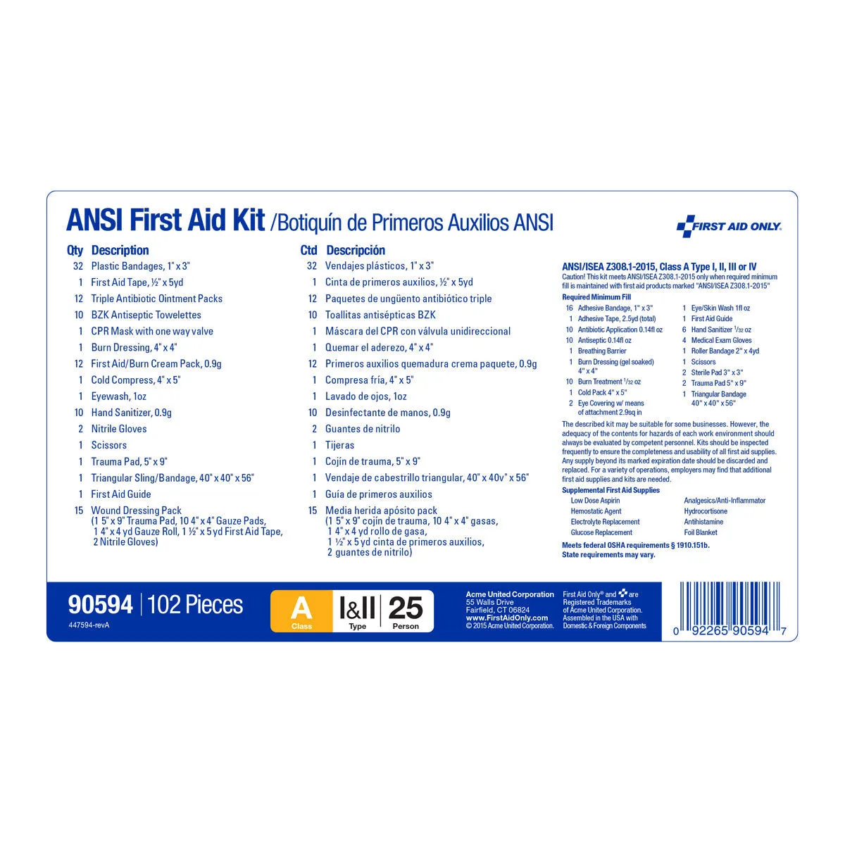 First Aid Only 25 Person Bulk førstehjelpsskrin myk veske ANSI A