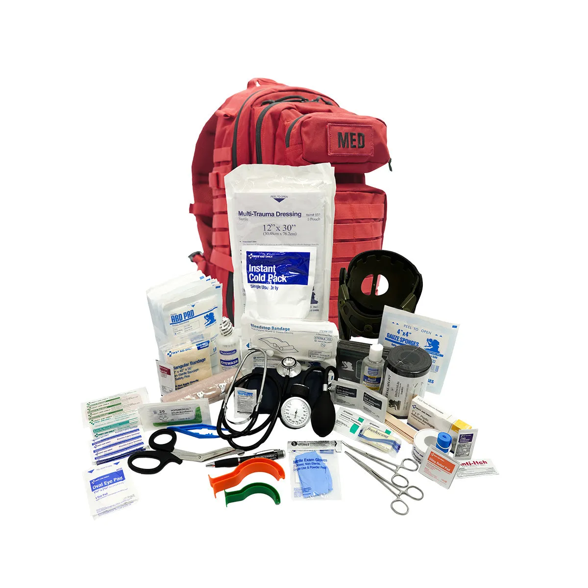 First Aid Only Tactical Trauma førstehjelpssekk rød stor