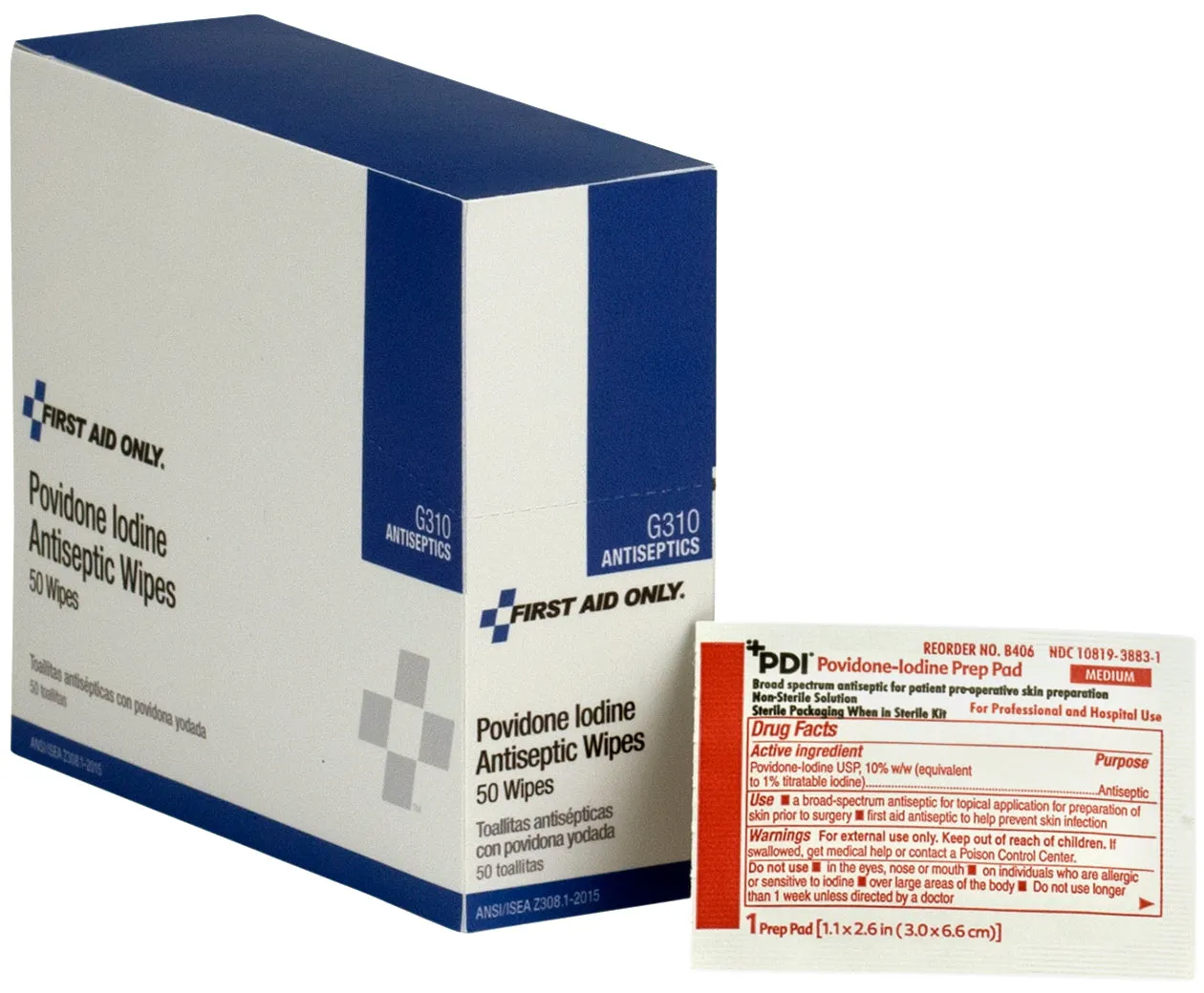 First Aid Only Povidone Iodine antiseptservietter 50-pk 10%