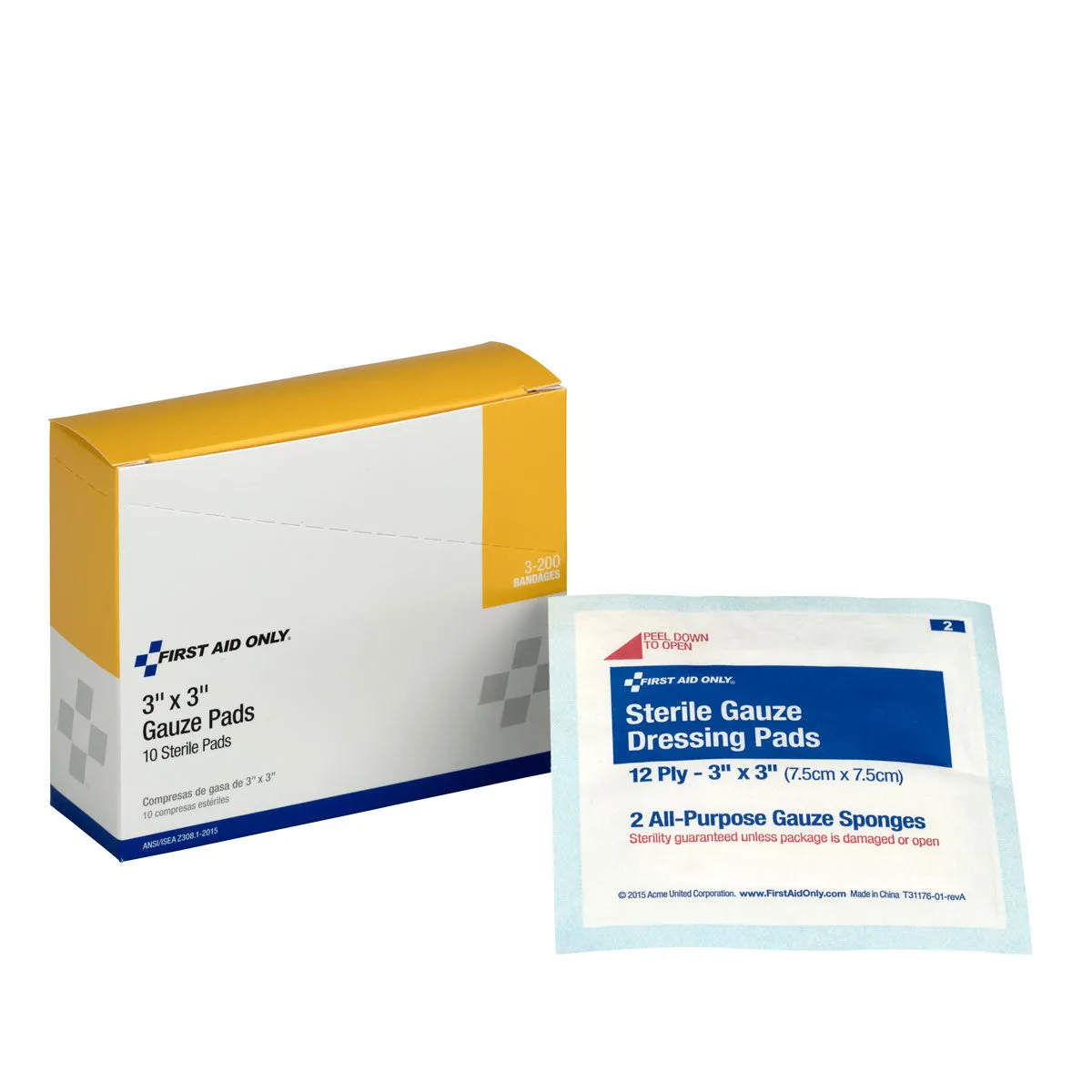 First Aid Only gasbindpads 3x3 steril 10 stk