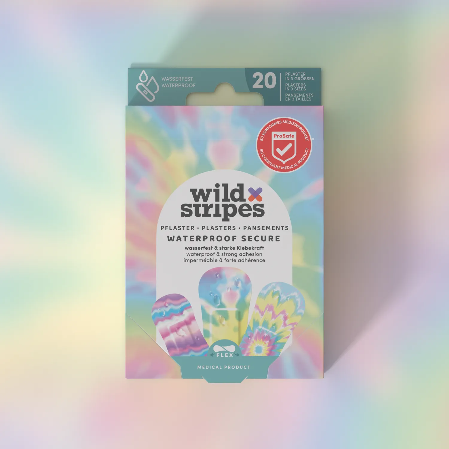 Wild Stripes Waterproof Secure Rainbow plaster 20 stk vanntett