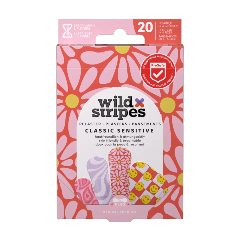 Wild Stripes Classic Sensitive Pastel Fun sårplaster 20-pk sensitiv hud