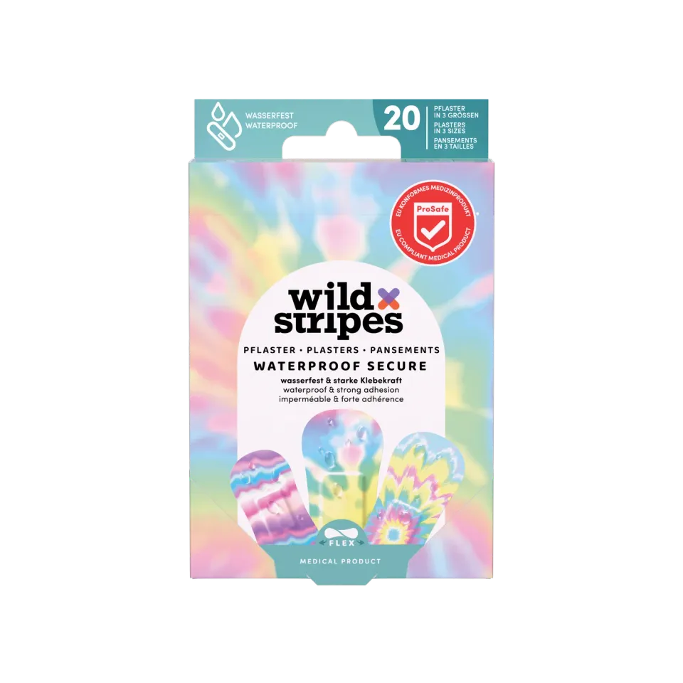 Wild Stripes Waterproof Secure Rainbow plaster 20 stk vanntett