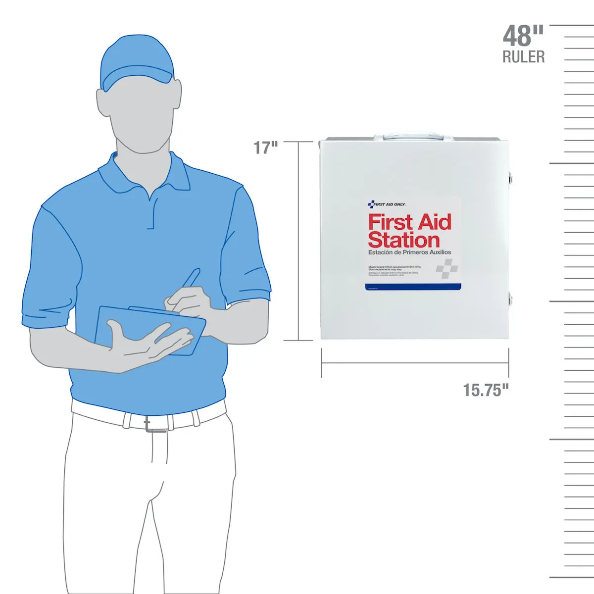 First Aid Only førstehjelpsskap stål 3 hyller 100 personer