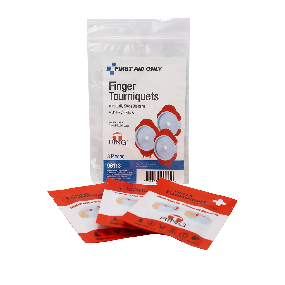 First Aid Only T-Ring fingertourniquet 3-pakning onesize