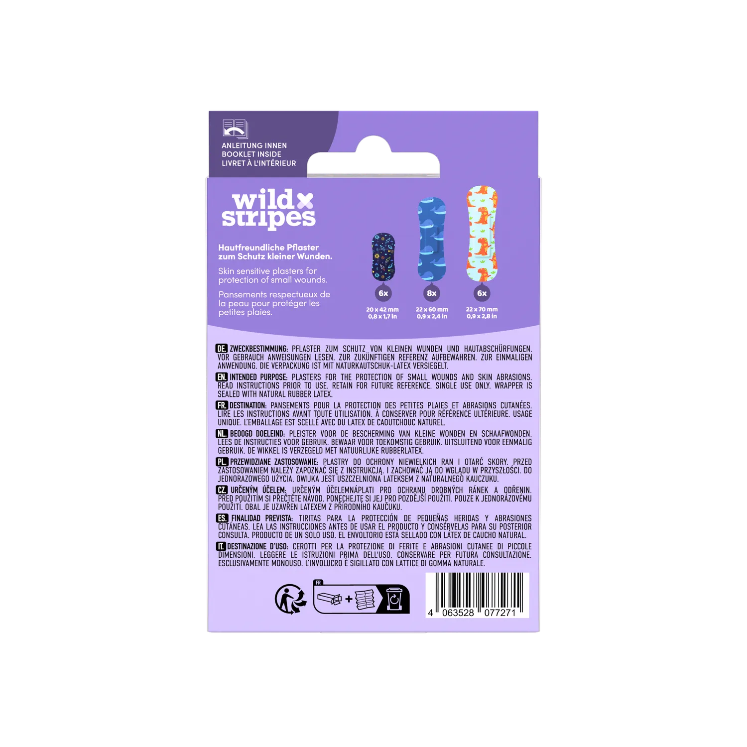 Wild Stripes Kids Sensitive plaster space 20-pk dino hval