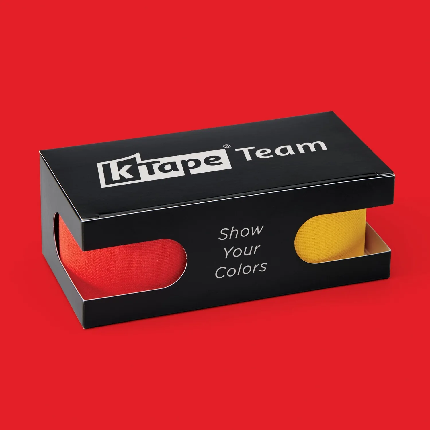 K-tape Team kinesiologitape 2 x 5 m rød og gul elastisk