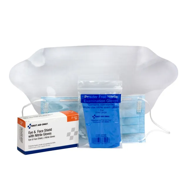 First Aid Only Eye Face Shield vernesett med hansker
