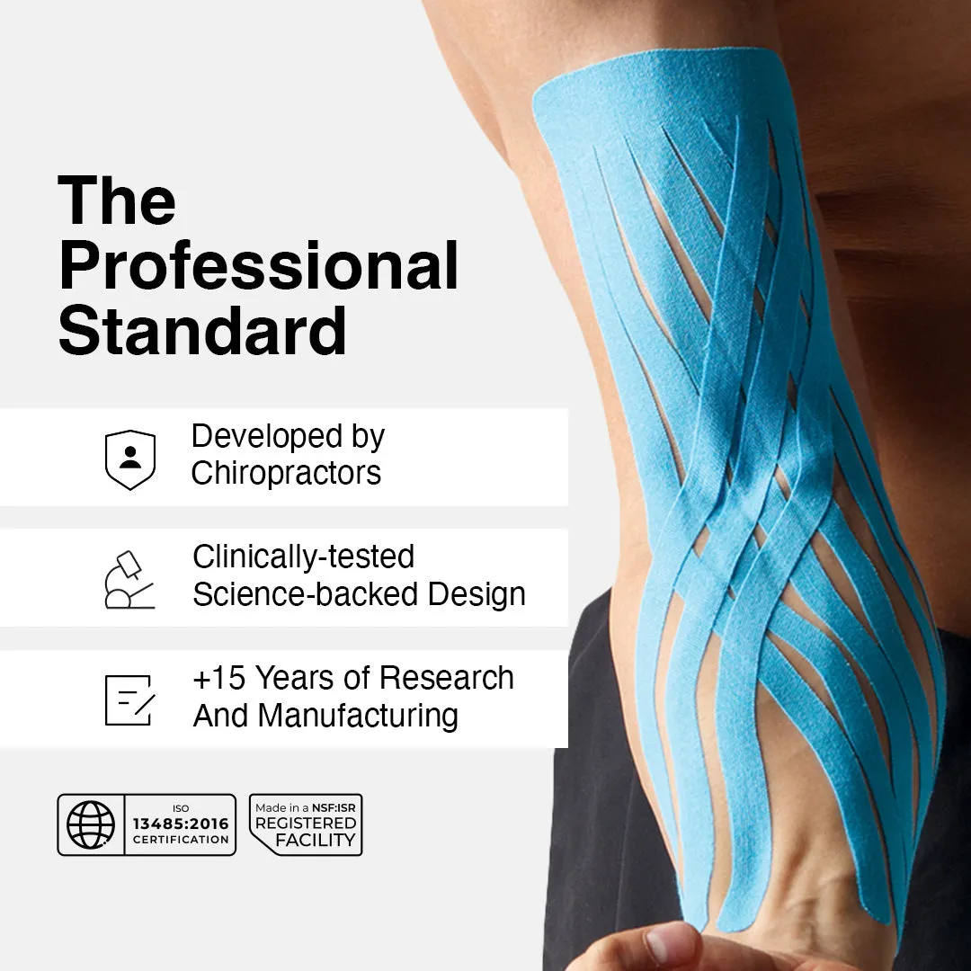 SpiderTech Pro Fan kinesiologitape blå 4-pakning lymfe