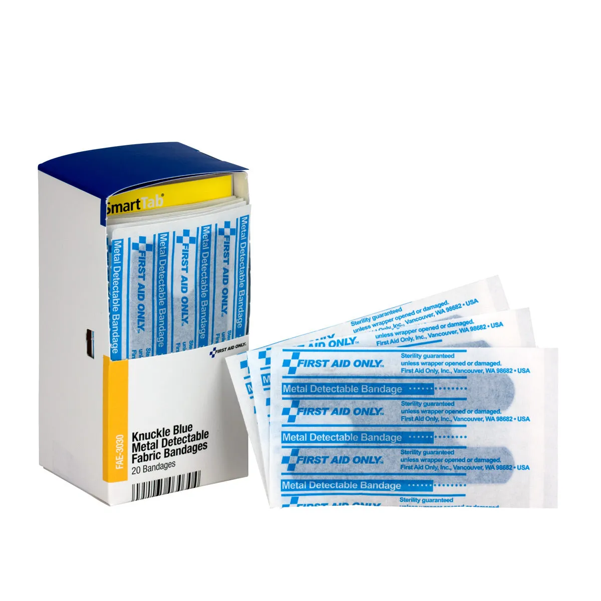 First Aid Only SmartCompliance knokeplaster blå metall 20 stk