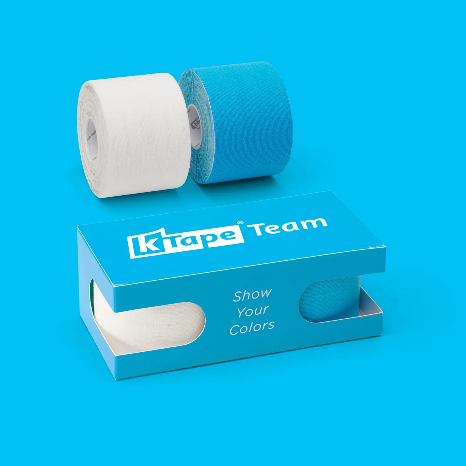 K-tape Team kinesiologitape hvit blå 2 x 5 m