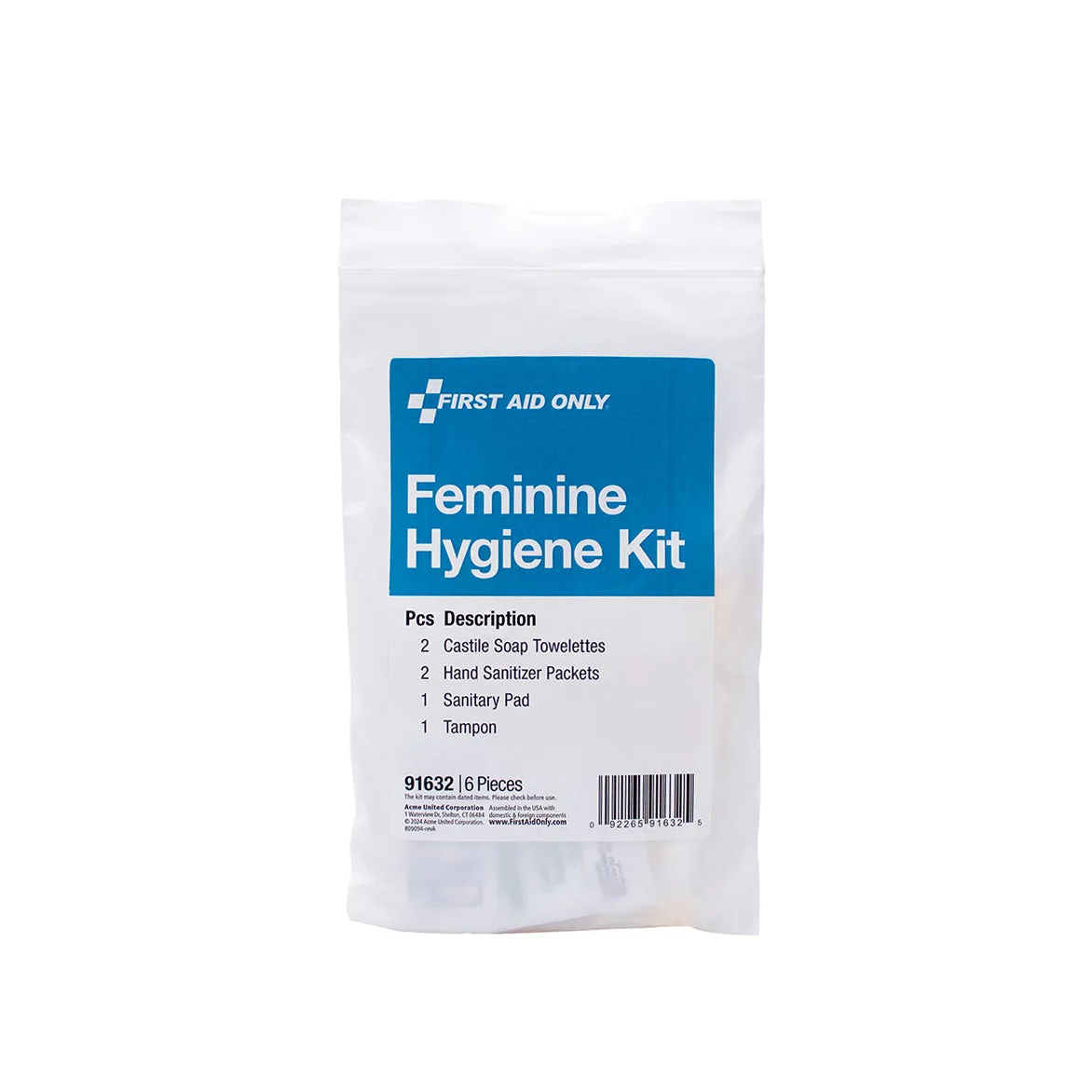 First Aid Only Feminine Hygiene Kit mensensett 6 deler diskret