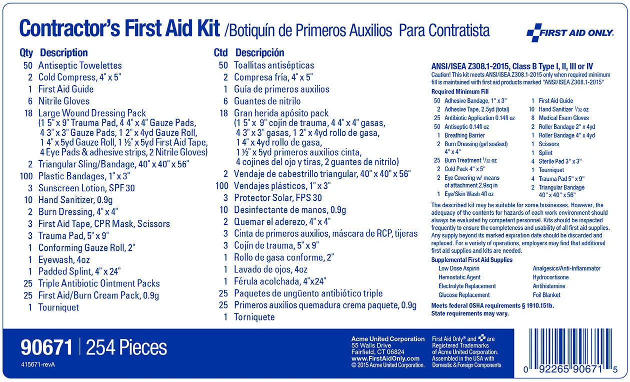 First Aid Only Contractor skap 50 personer metall ANSI B+