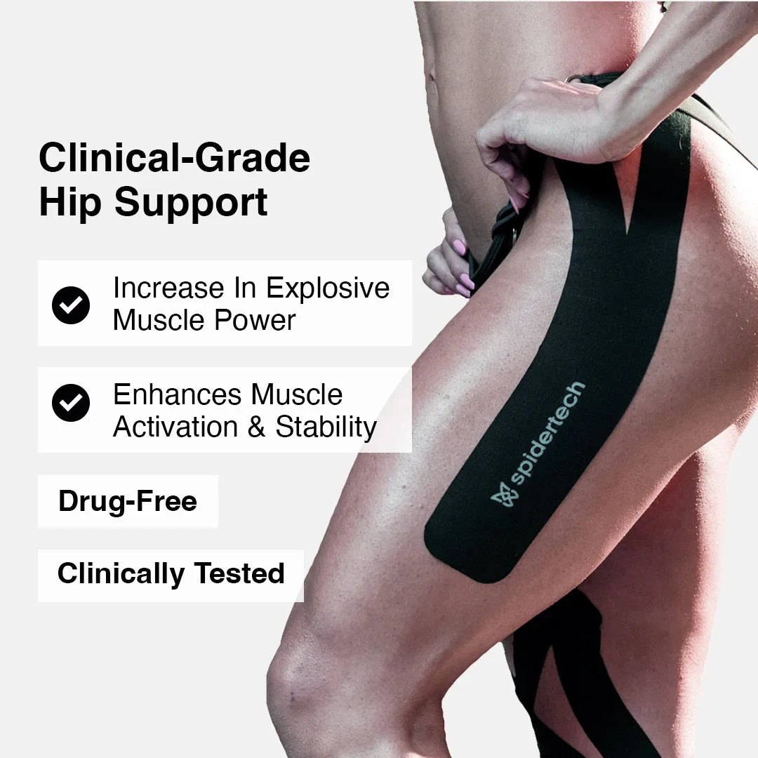 SpiderTech Pro Hip kinesiologitape blå 2-pakning ferdigkuttet