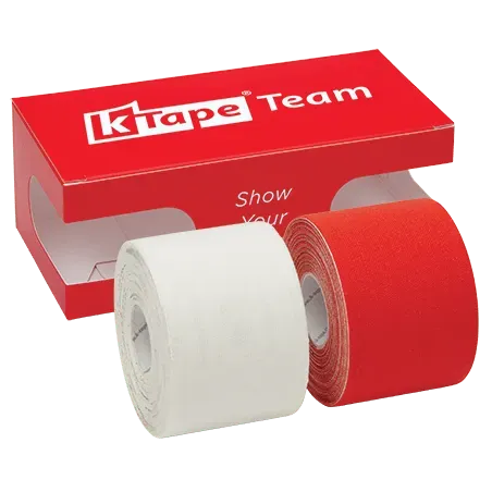 K-tape Team kinesiologitape 2-pakning hvit og sportsrød